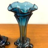 Retro blue vases, Czechoslovakia, 1960s (set of 2)