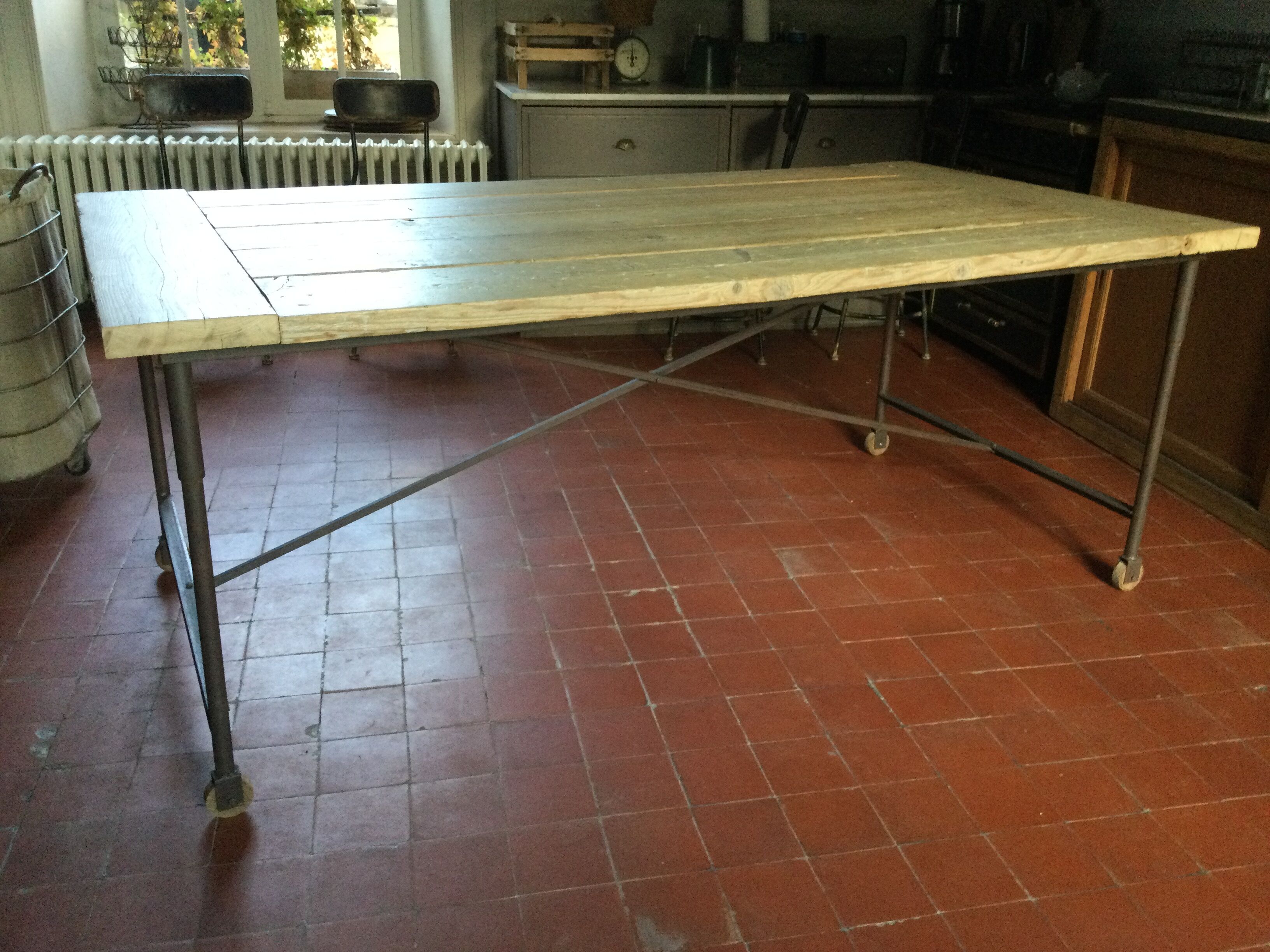 Wood and iron dining table