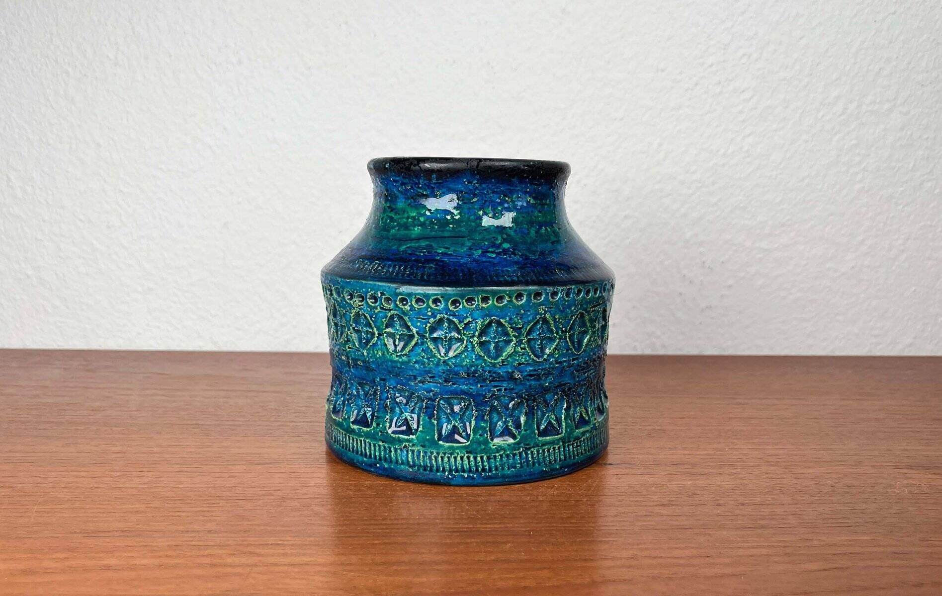 Mid-Century Modern Rimini Blu Pottery Vase by Aldo Londi for Bitossi, Italy, 1960s