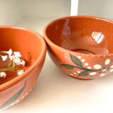 Vintage terracotta bowls decorated flowers