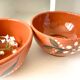 Vintage terracotta bowls decorated flowers