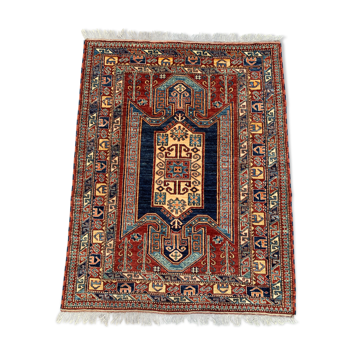 Afghan wool sevan kazak rug 185x143 cm chobi