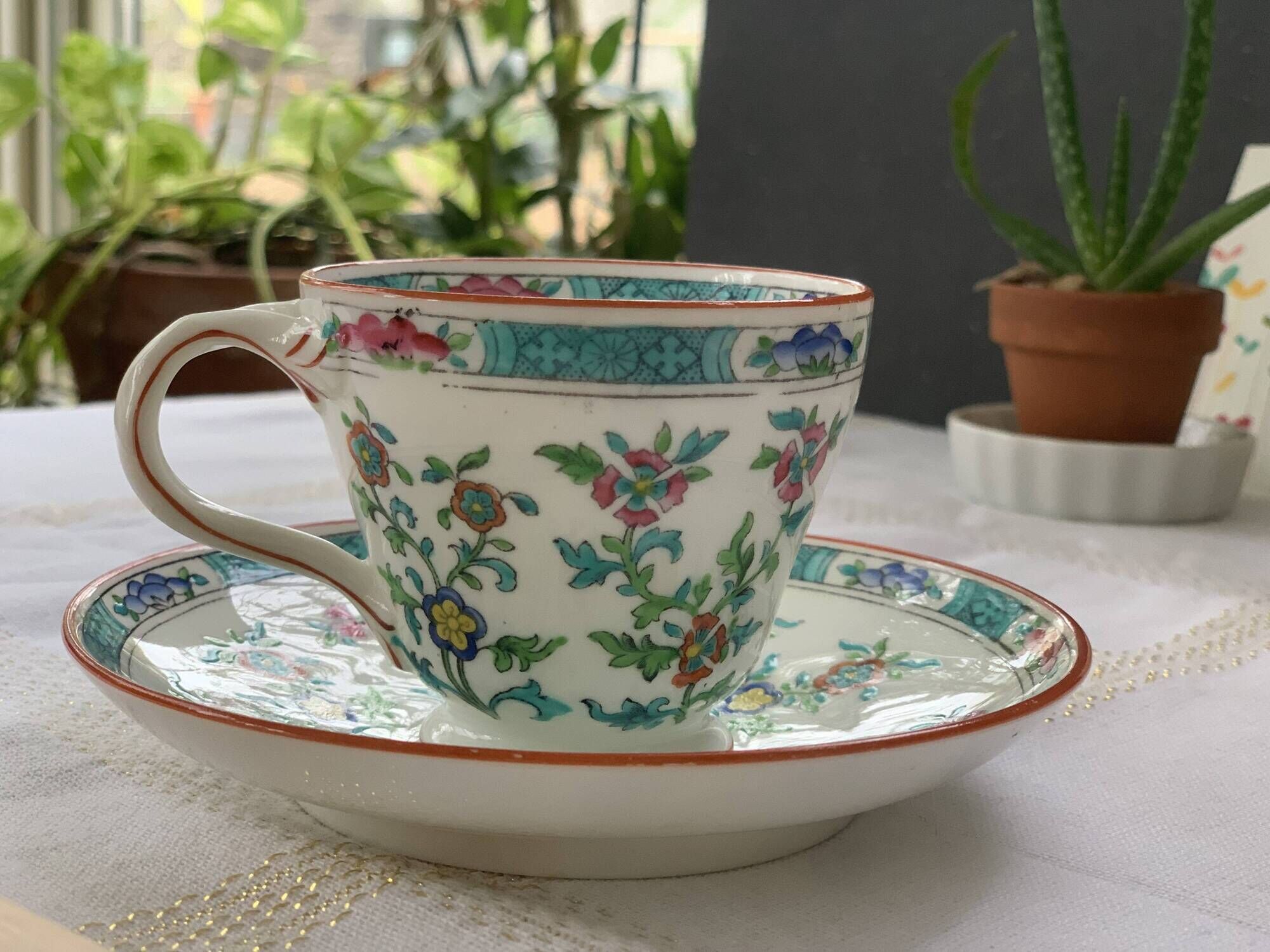 Minton English porcelain cup and under cup