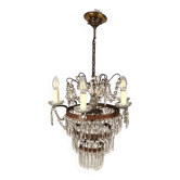 Lustre à pendeloques de cristal à sept lumières, de style Louis XVI