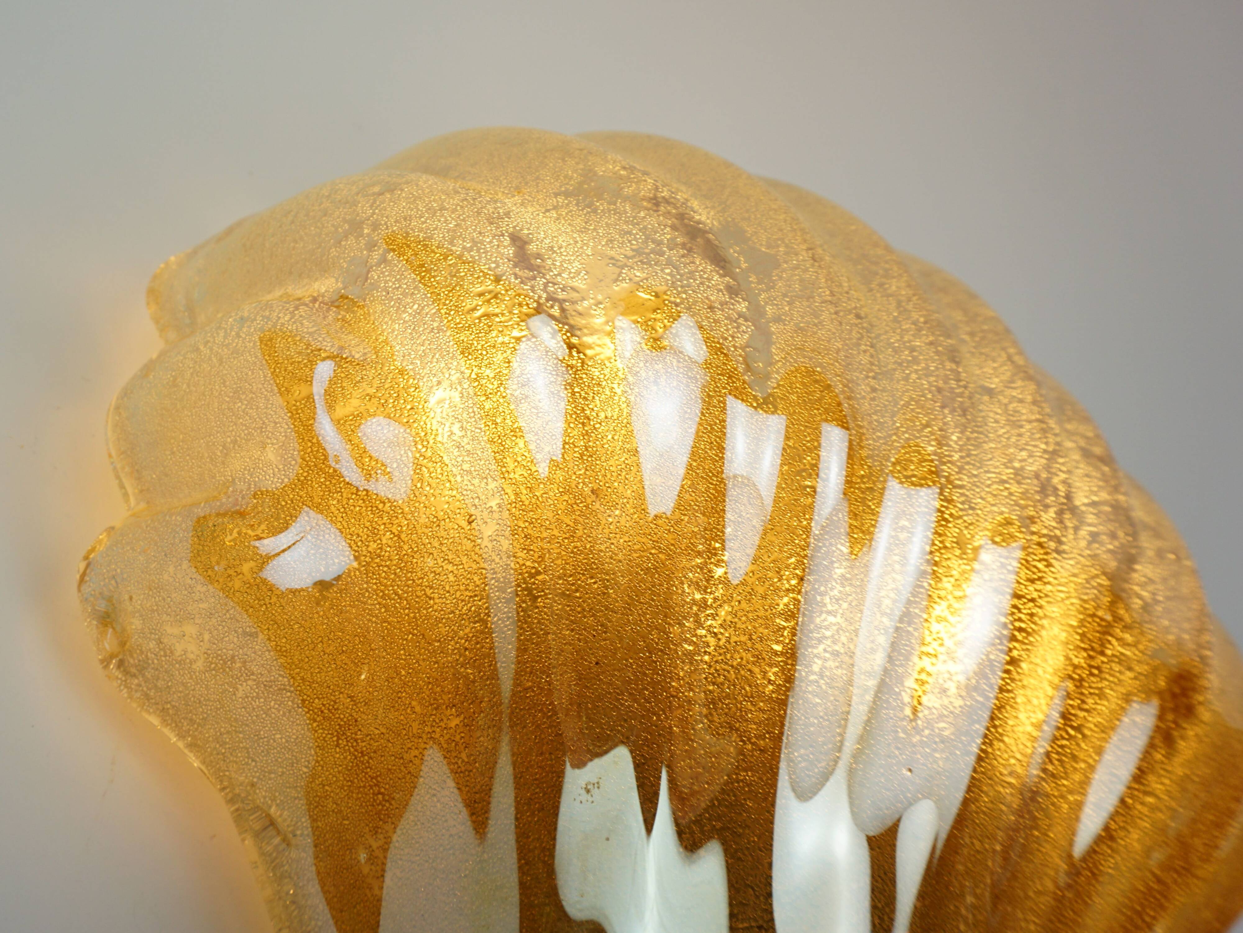 no. 1 of 2  mid century modern SCONCE wall lamp lustrous glass shell brass