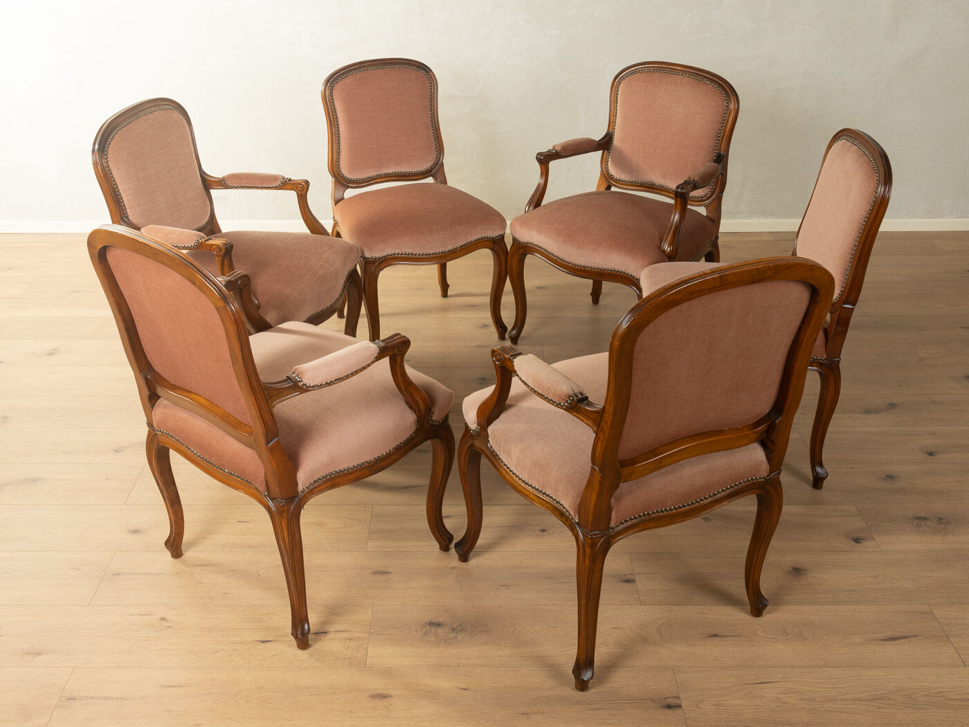 Rococo dining chairs, set of 6, circa 1900, baroque style