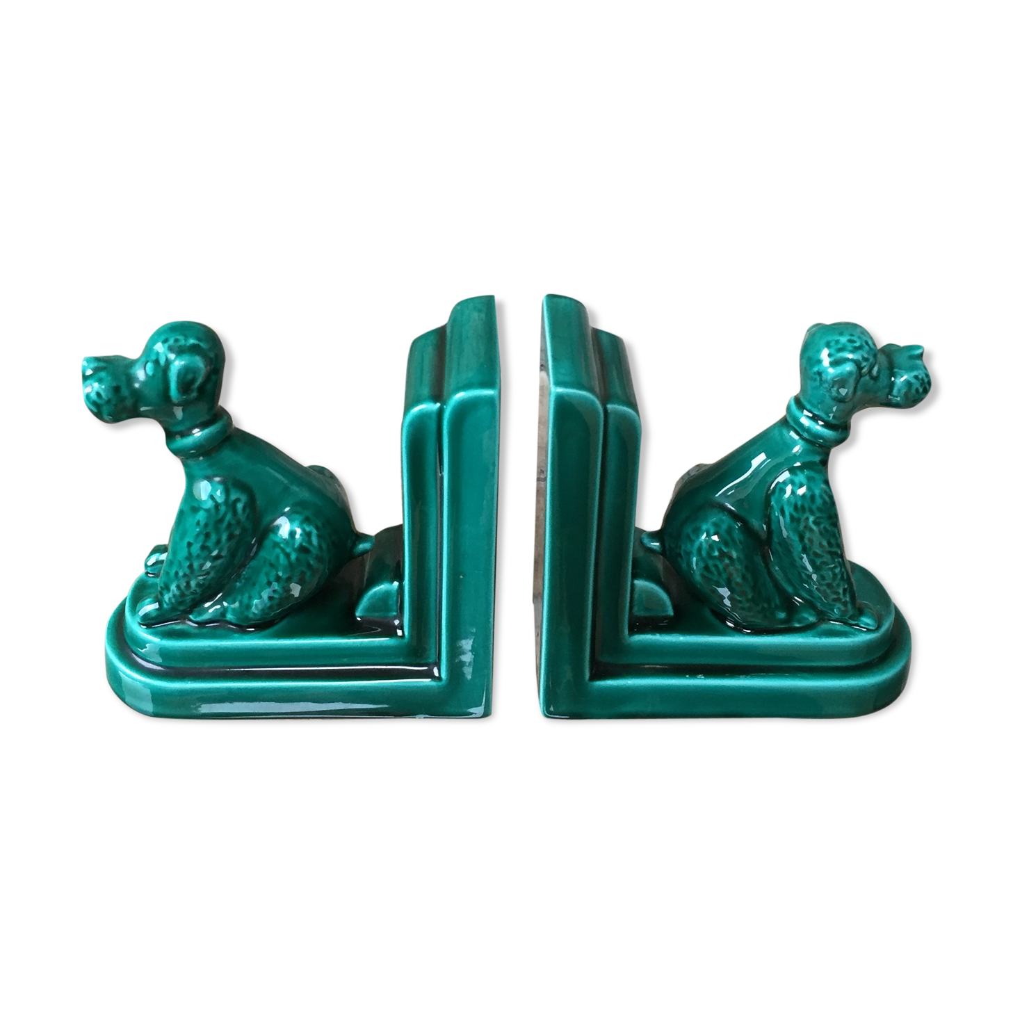 Pair of greenhouse books in the shape of dogs Art Deco