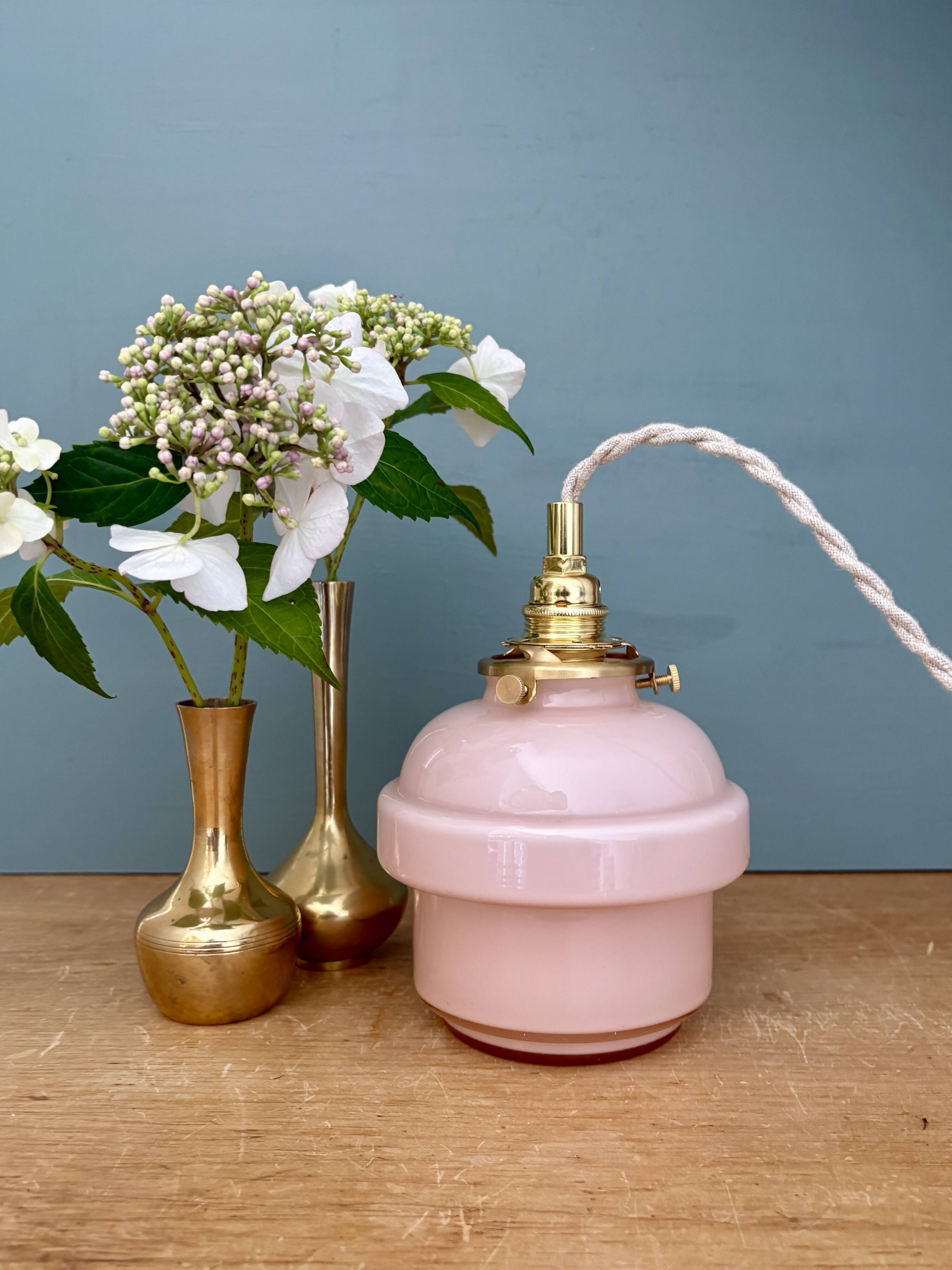 Vintage pink opaline globe pendant light