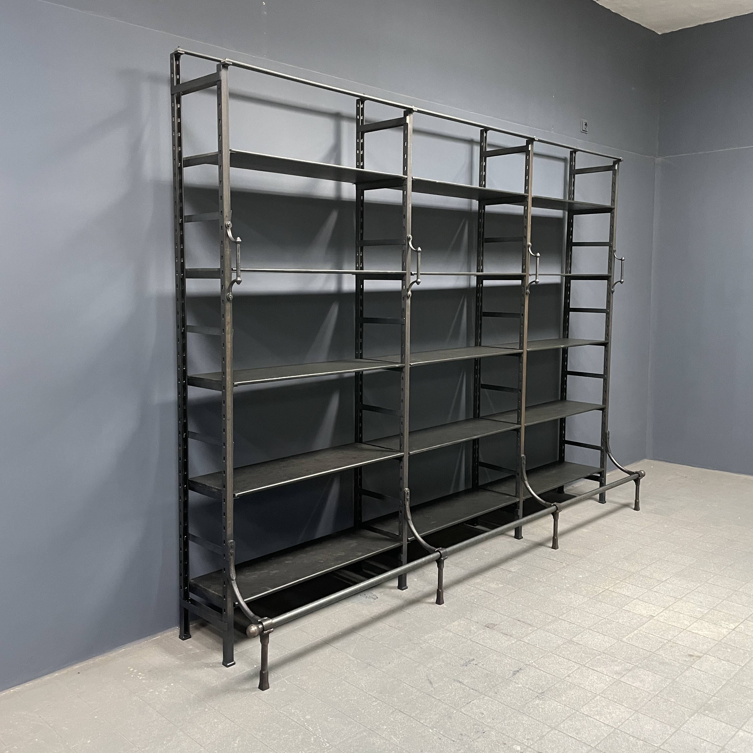Industrial Iron Library Wall Shelving Cabinet