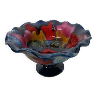 French multicoloured studio ceramic bowl from Vallauris, 1970s