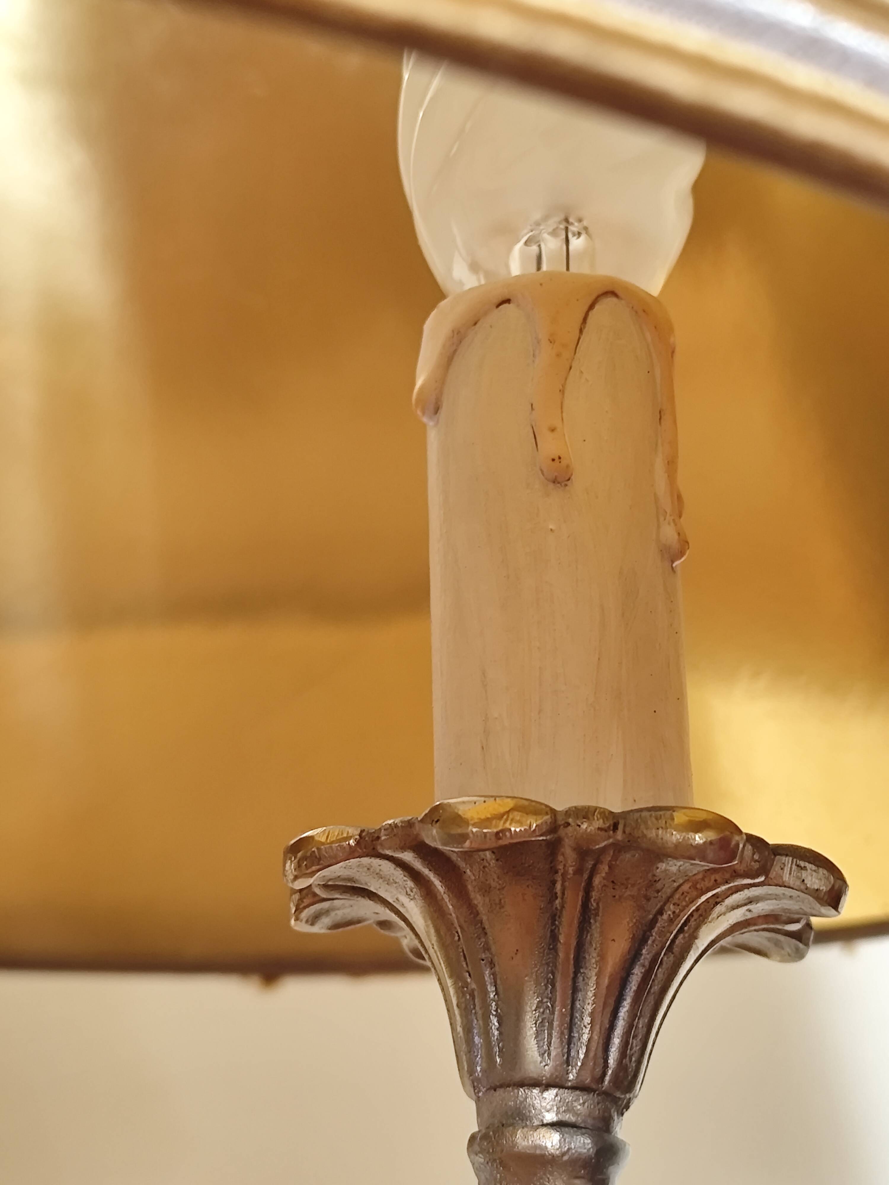 brass three-light bouillotte lamp, desk lamp