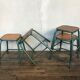 4 vintage green patina effect industrial deco 1950-60 school stools