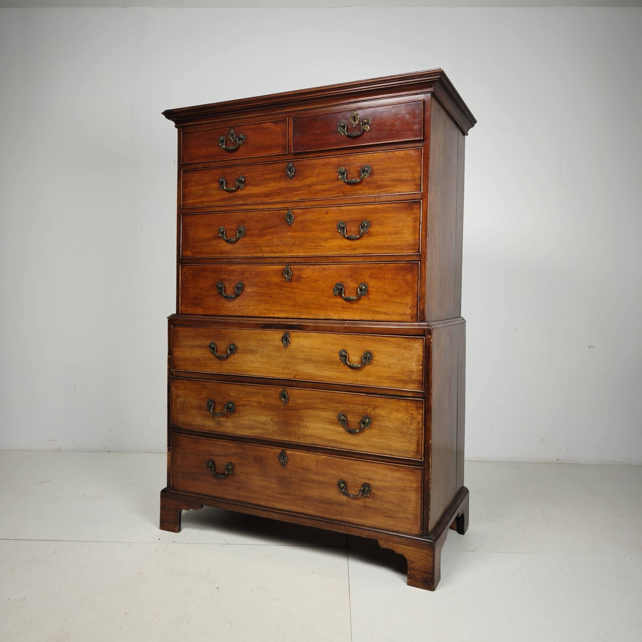 English Georgian Mahogany Chest on Chest, Circa 1820