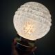 Vintage Art Deco globe table lamp in white Clichy glass