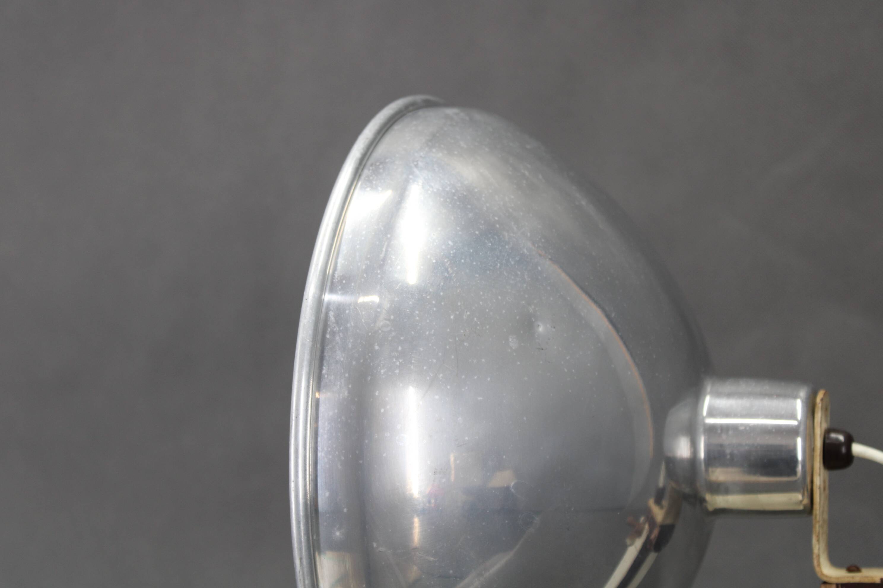 1950s Table Lamp with Aluminium Lampshade, Czechoslovakia