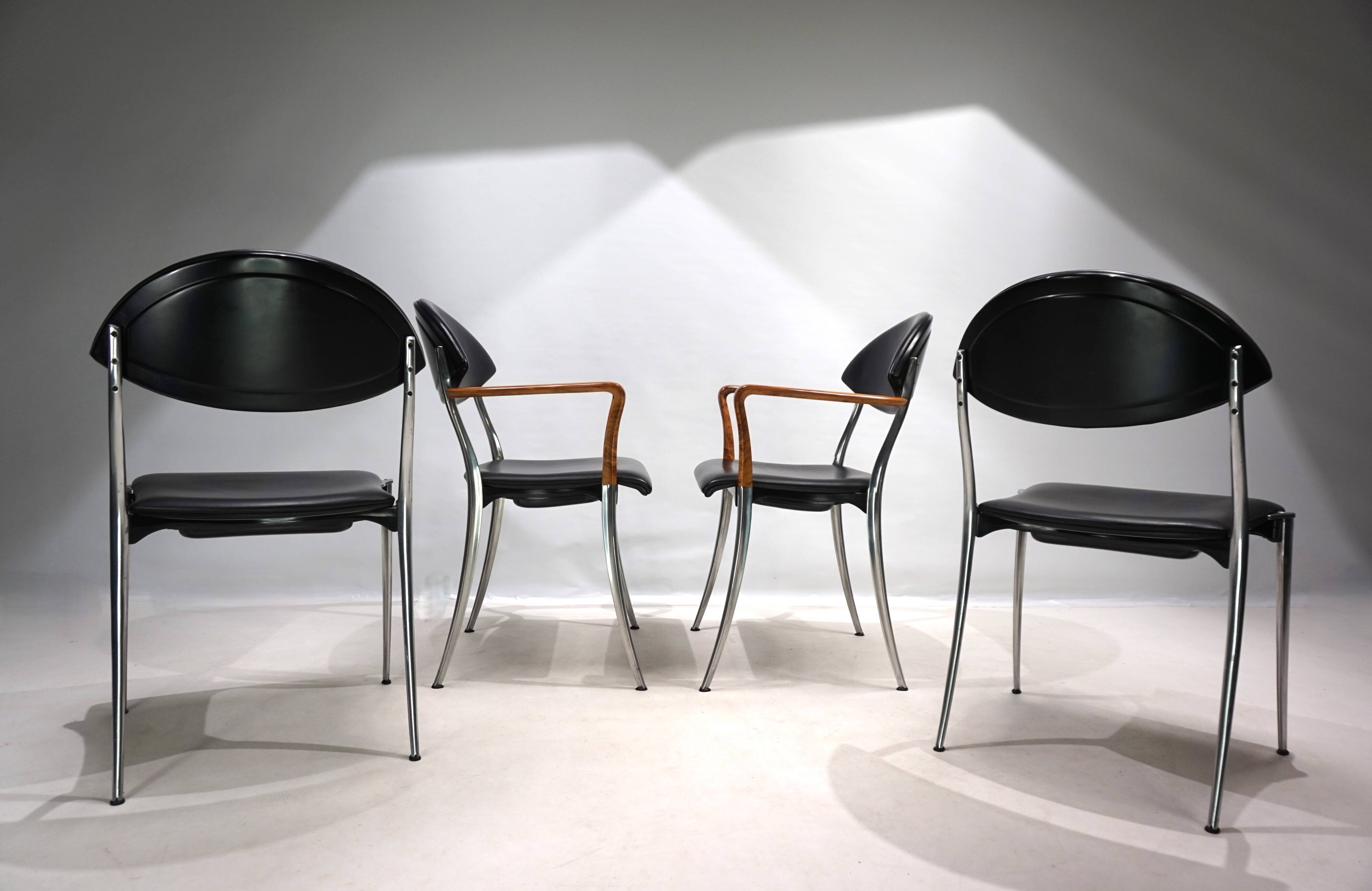 Set of four Coro dining chairs by Luigi Origlia, 1980