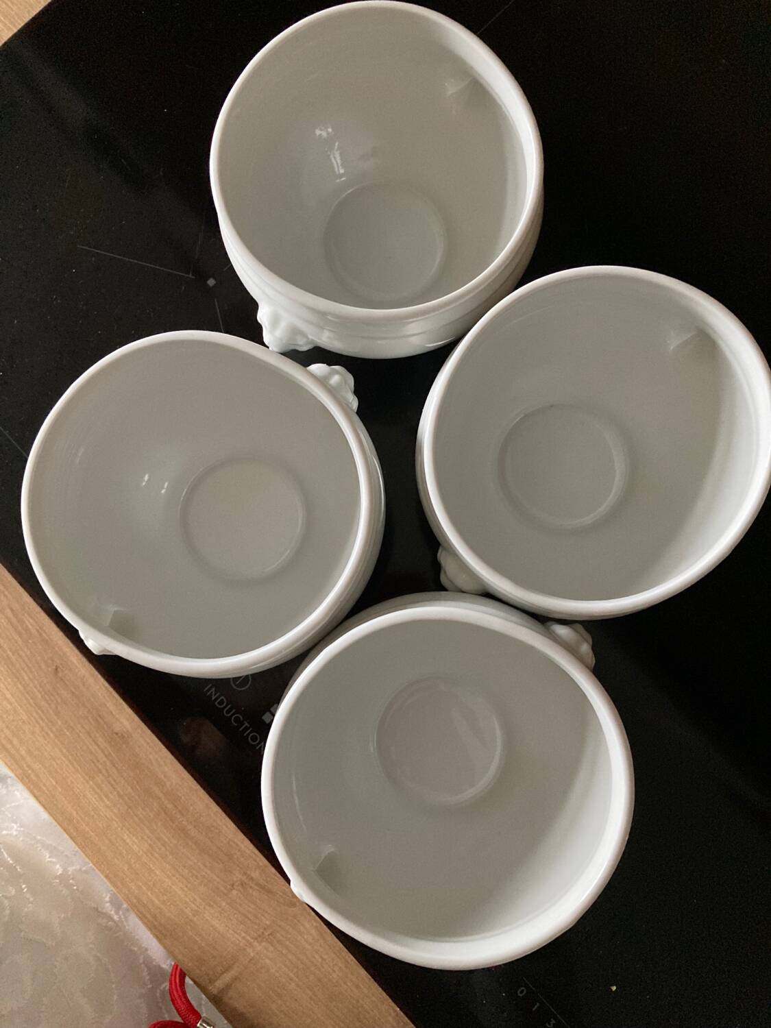 Set of 4 white porcelain lion head tureens