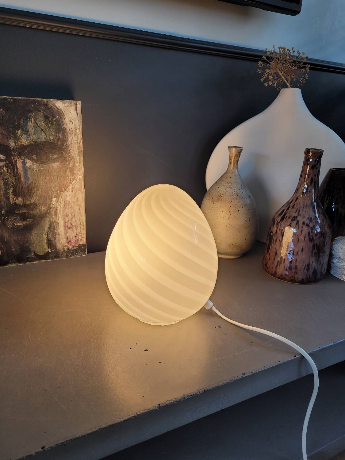 Lampe egg spirale en verre de Murano