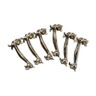 Silver metal cat knife holders