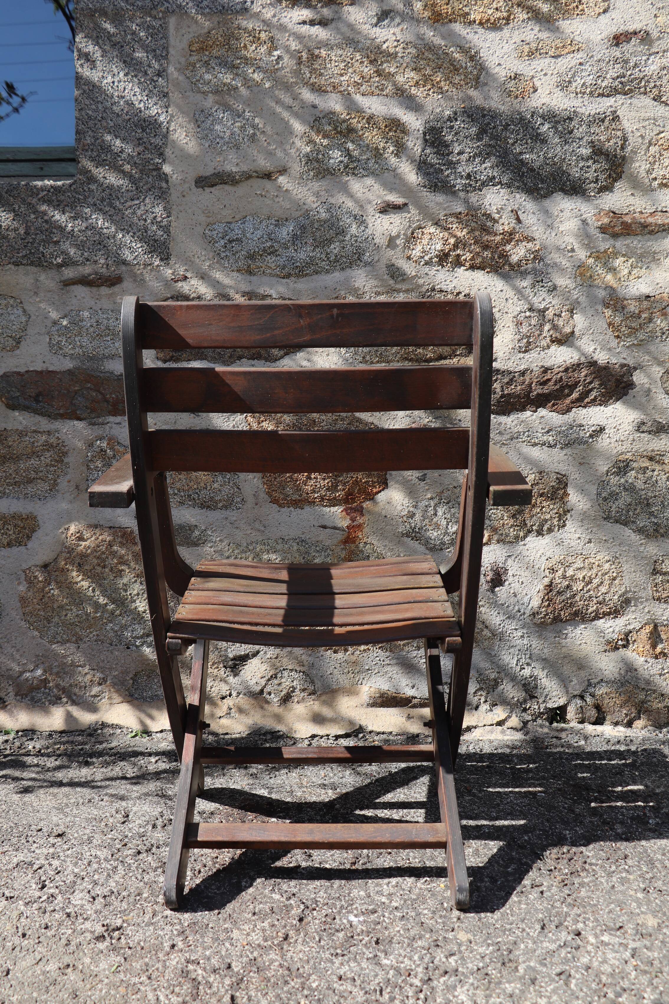 3 wooden garden chairs 40s
