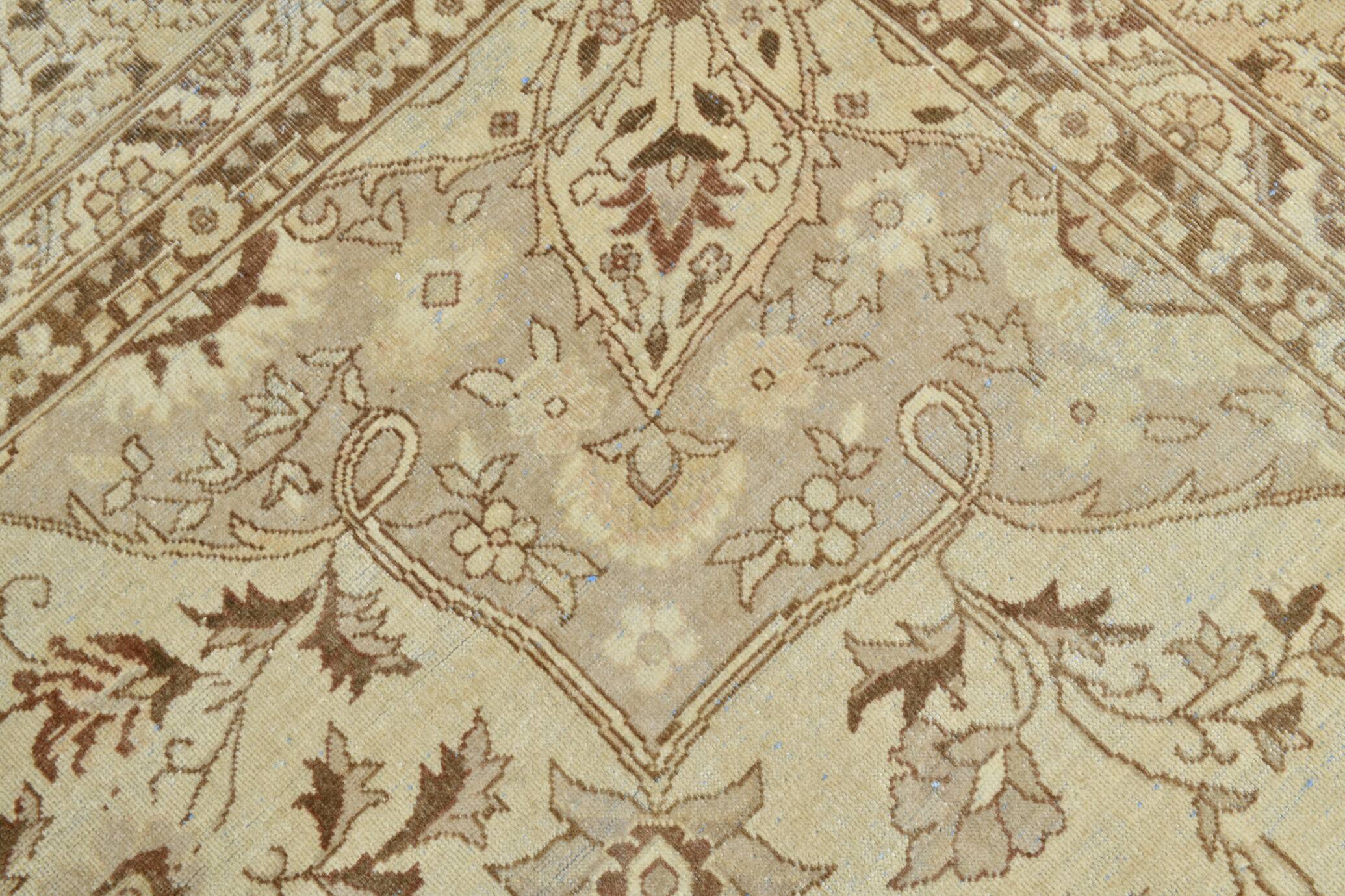 Tapis Vintage Beige Clair Motif Médaillon Floral Élégant, 354x458 Cm