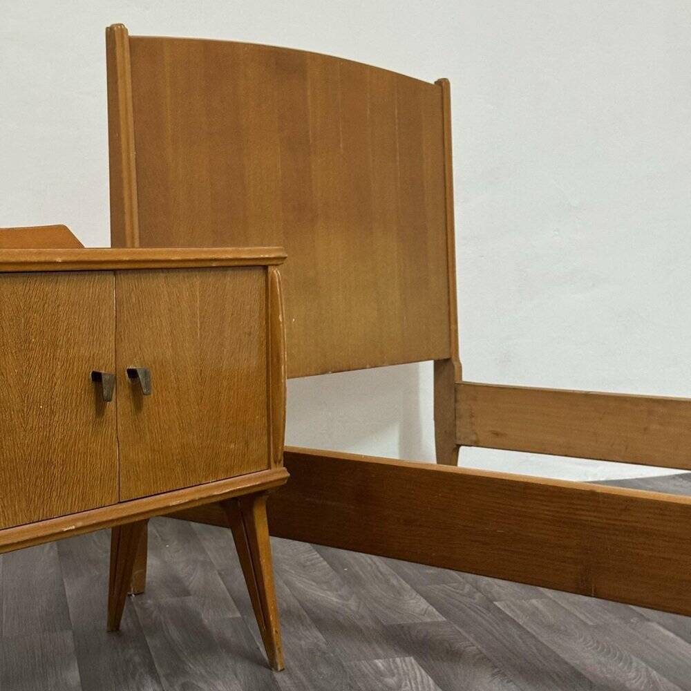 Single Bed and Nightstand attributed to Gio Ponti, 1940s, Set of 2
