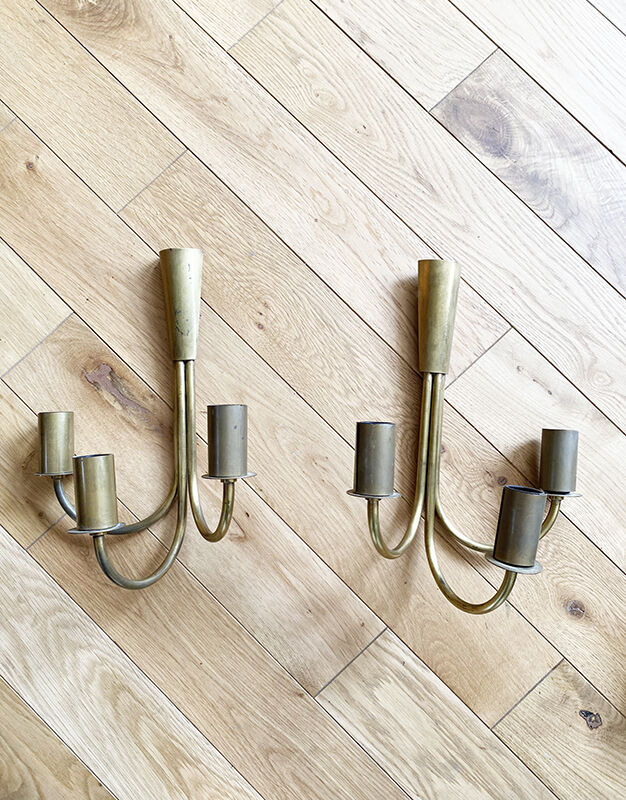 Set of 2 brass wall lights