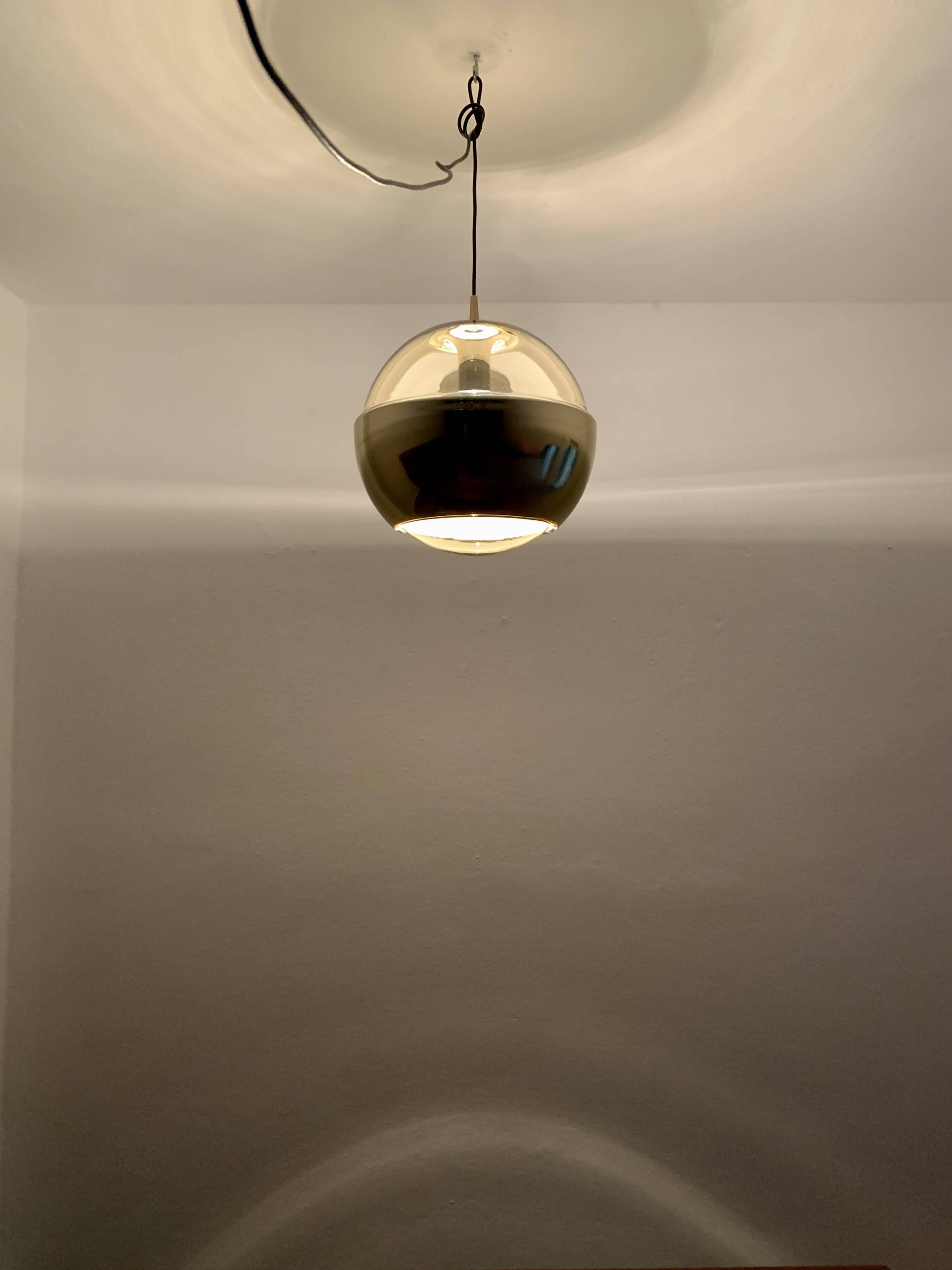 Golden Space Age Glass Pendant Lamp by Peill and Putzler