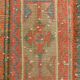 2x9 Vintage Coral Orange & Green Turkish Runner Rug, 70x275Cm