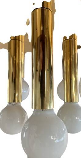 Art Deco-mid-century ceiling light in brass – 10 lights