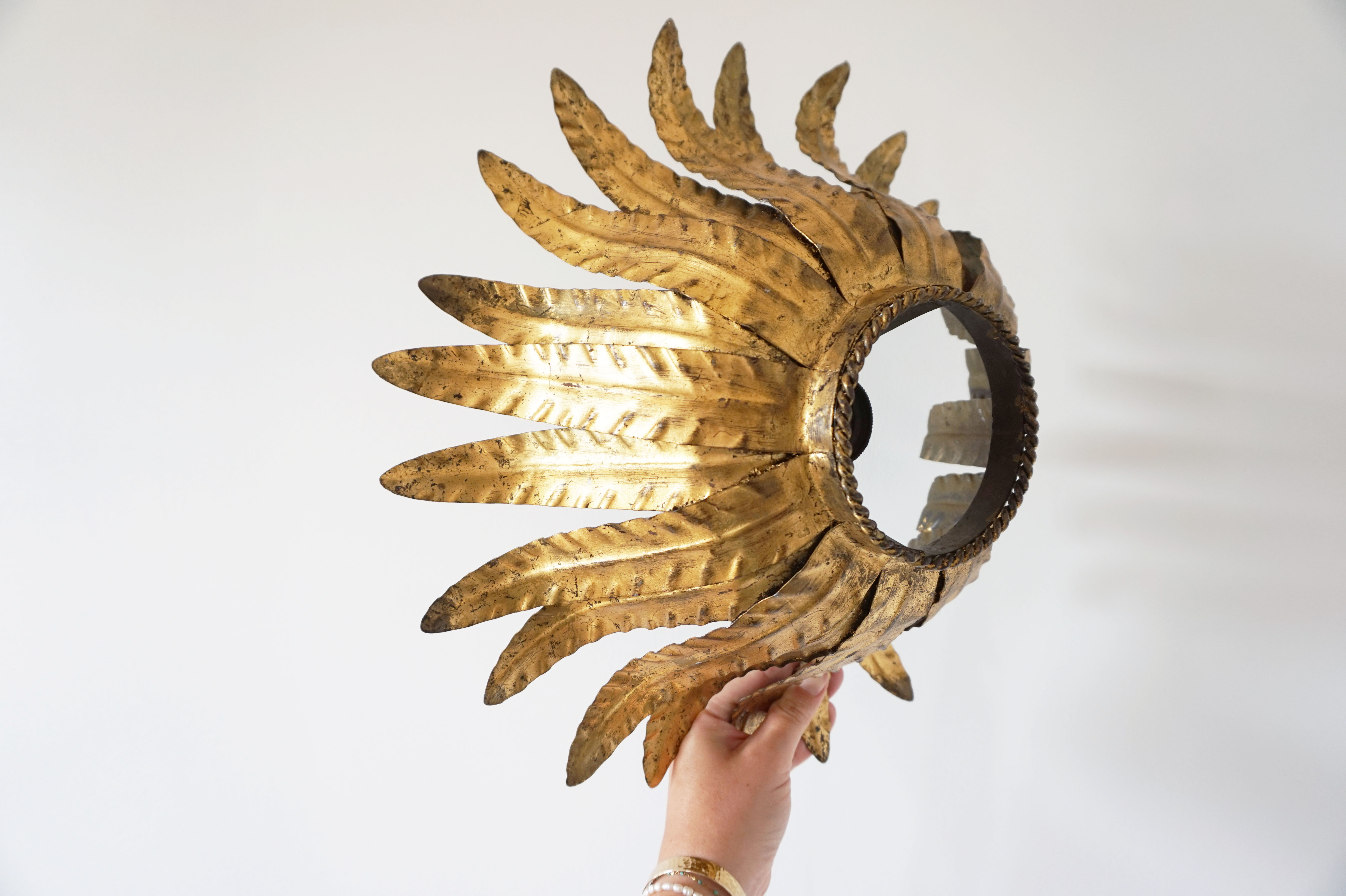 Wall lamp or ceiling lamp flower in gilded metal