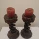 Vintage carved wooden candle holder