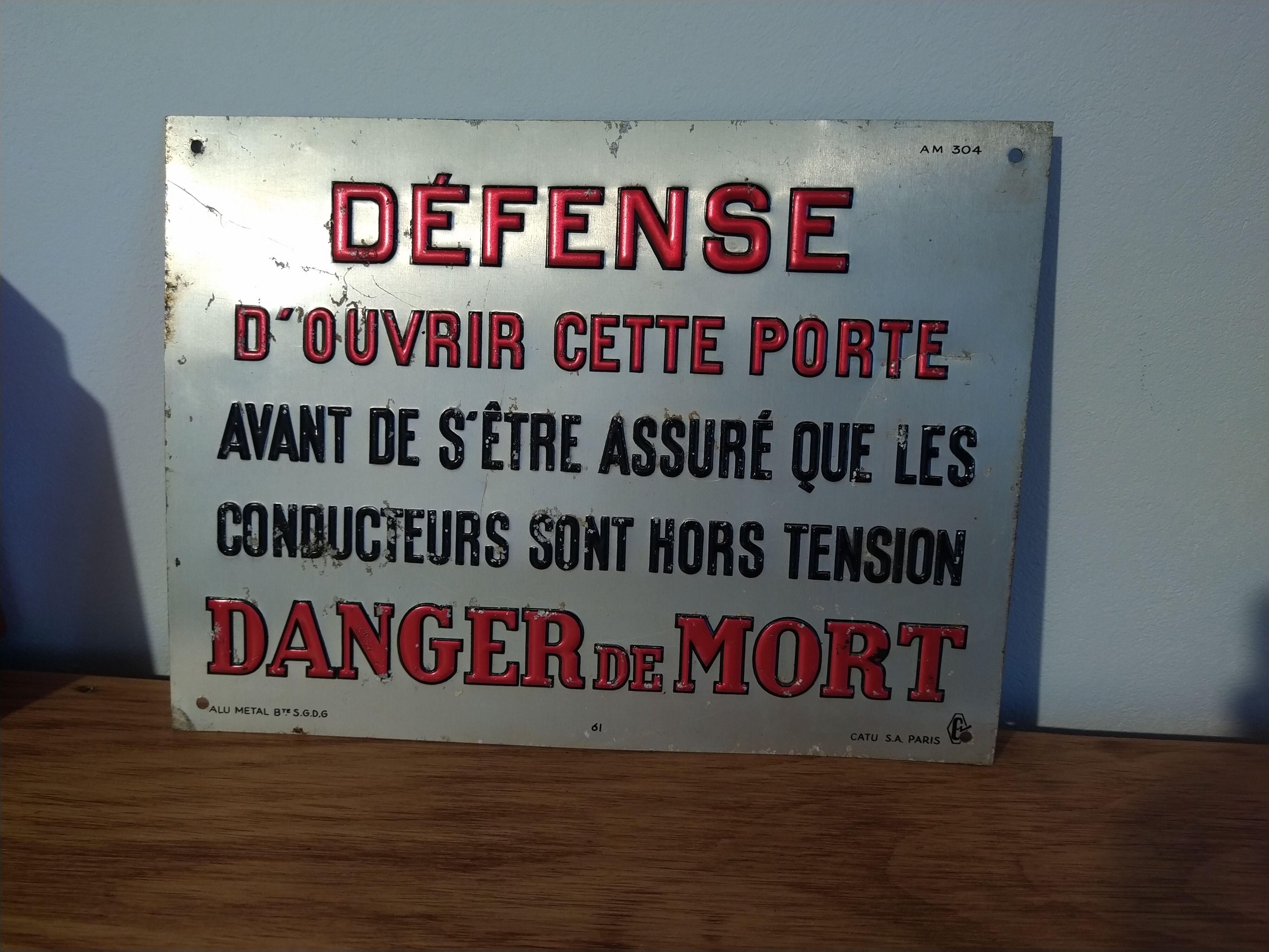 Vintage industrial metal plate