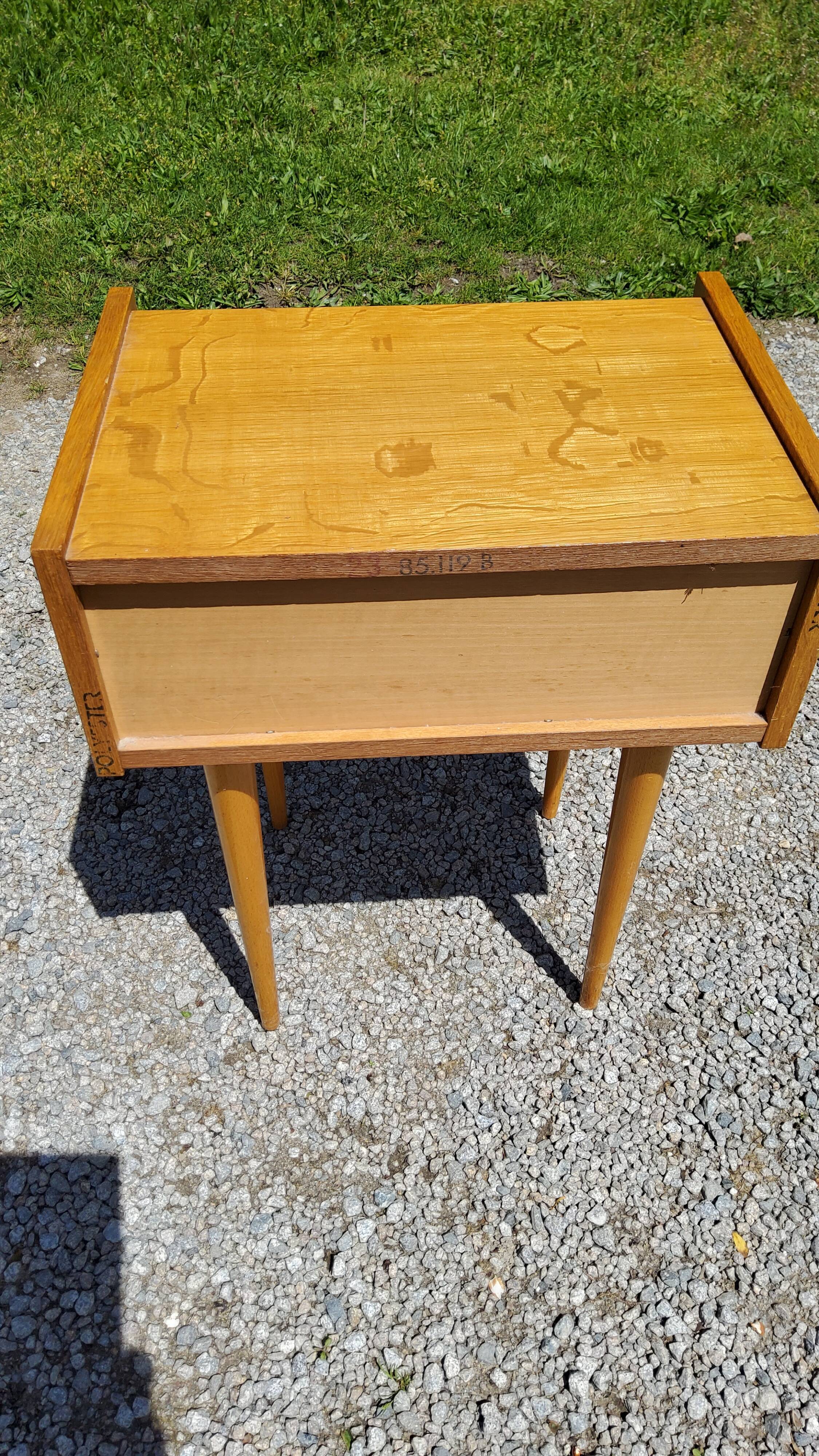 Bedside table in blond oak 1950