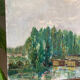 Oil painting on panel The bridge of Créteil signed H.Jaquemart nineteenth century
