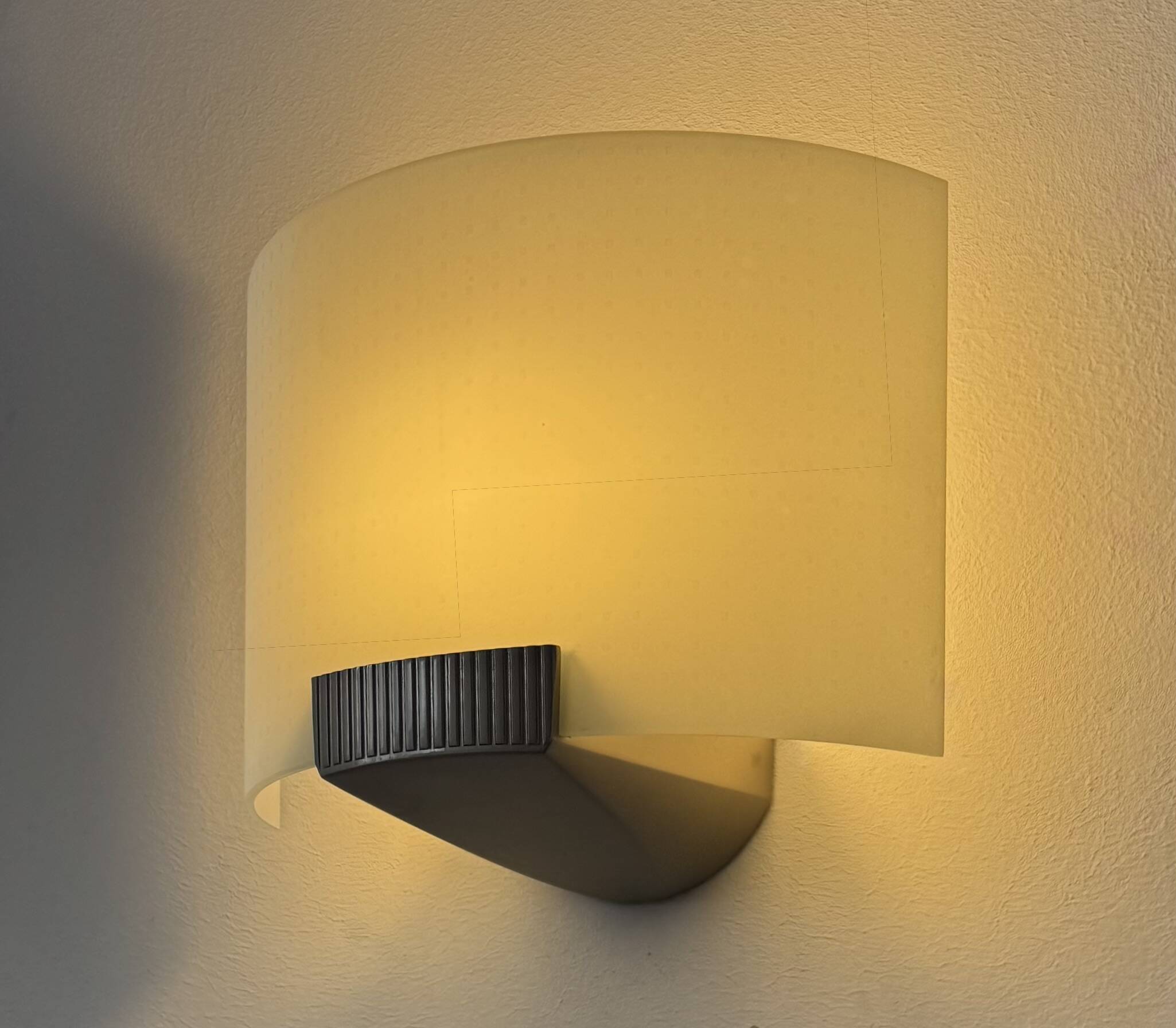 Pair of vintage wall lights, metal and frosted glass, France, 1970