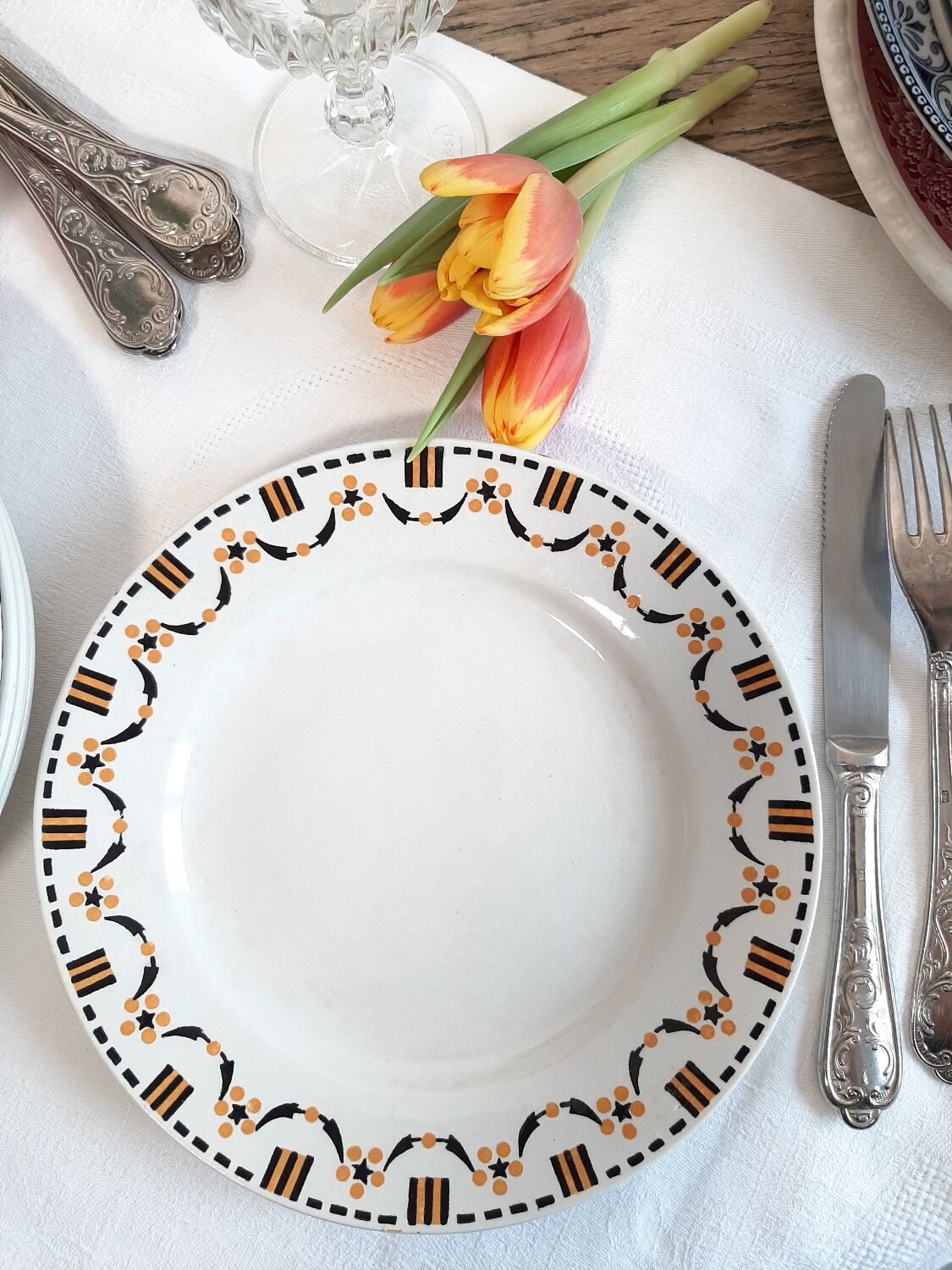 6 assiettes à dessert art déco gien