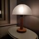 Vintage wooden table lamp with 1980 glass lampshade
