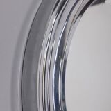 Vintage 1970s round wall mirror in chrome-plated metal, italian design