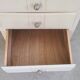 Bureau ancien Art Déco blanc bois massif boutons boules métal vintage