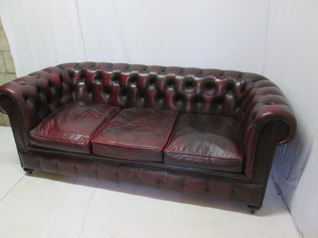 Sofa english chesterfield 3 places leather