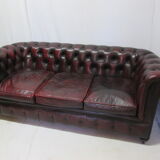 Sofa english chesterfield 3 places leather