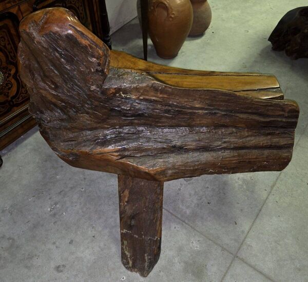 Banc en bois d'olivier et bois flotté, Asie XXe