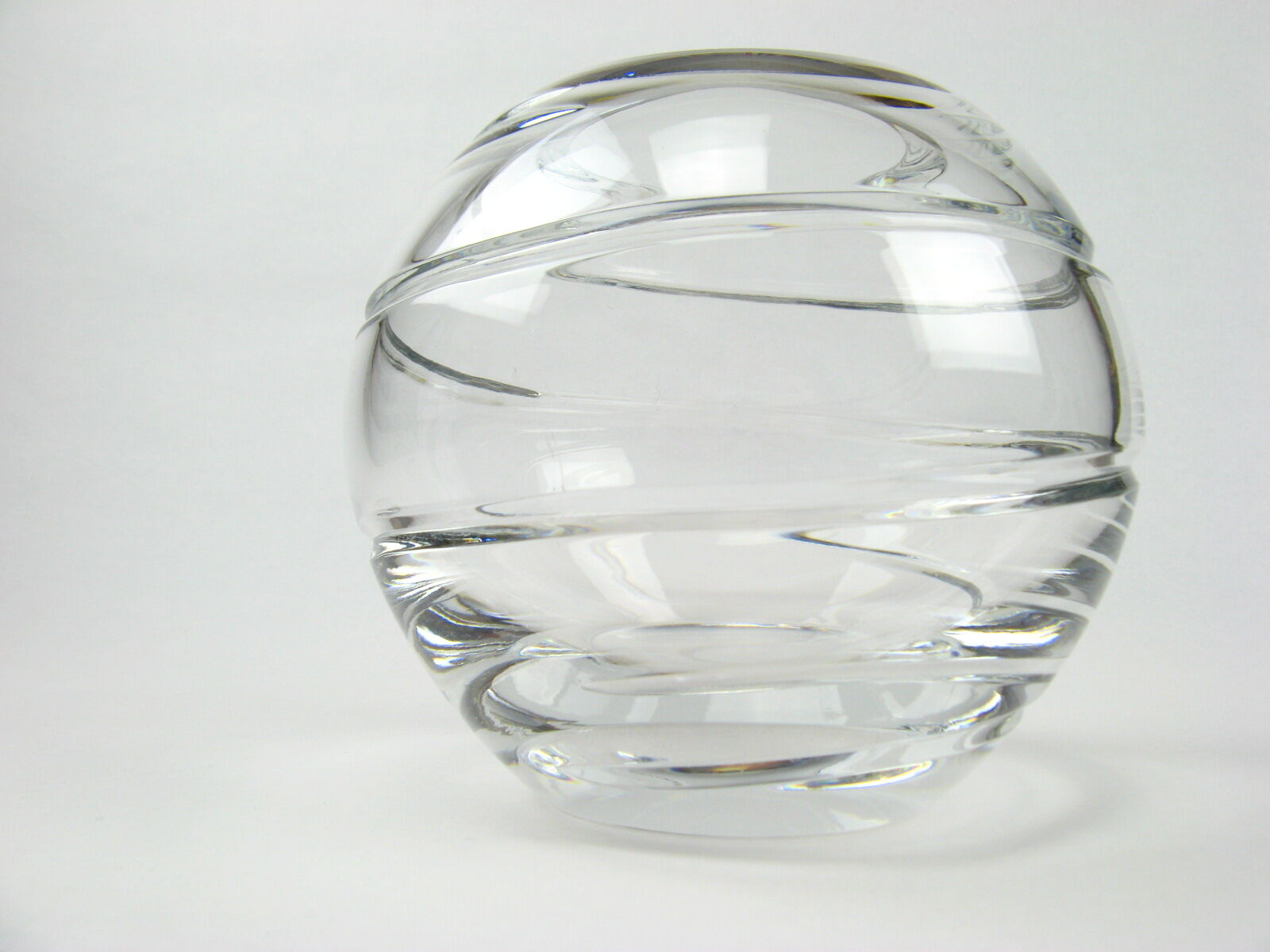 Crystal ball vase, spiral cut