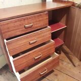 Vintage teak chest of drawers with compass legs