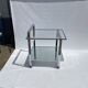 Romeo Rega Chrome 1970s Square Drinks Bar Cart Trolley Table Glass Mirror