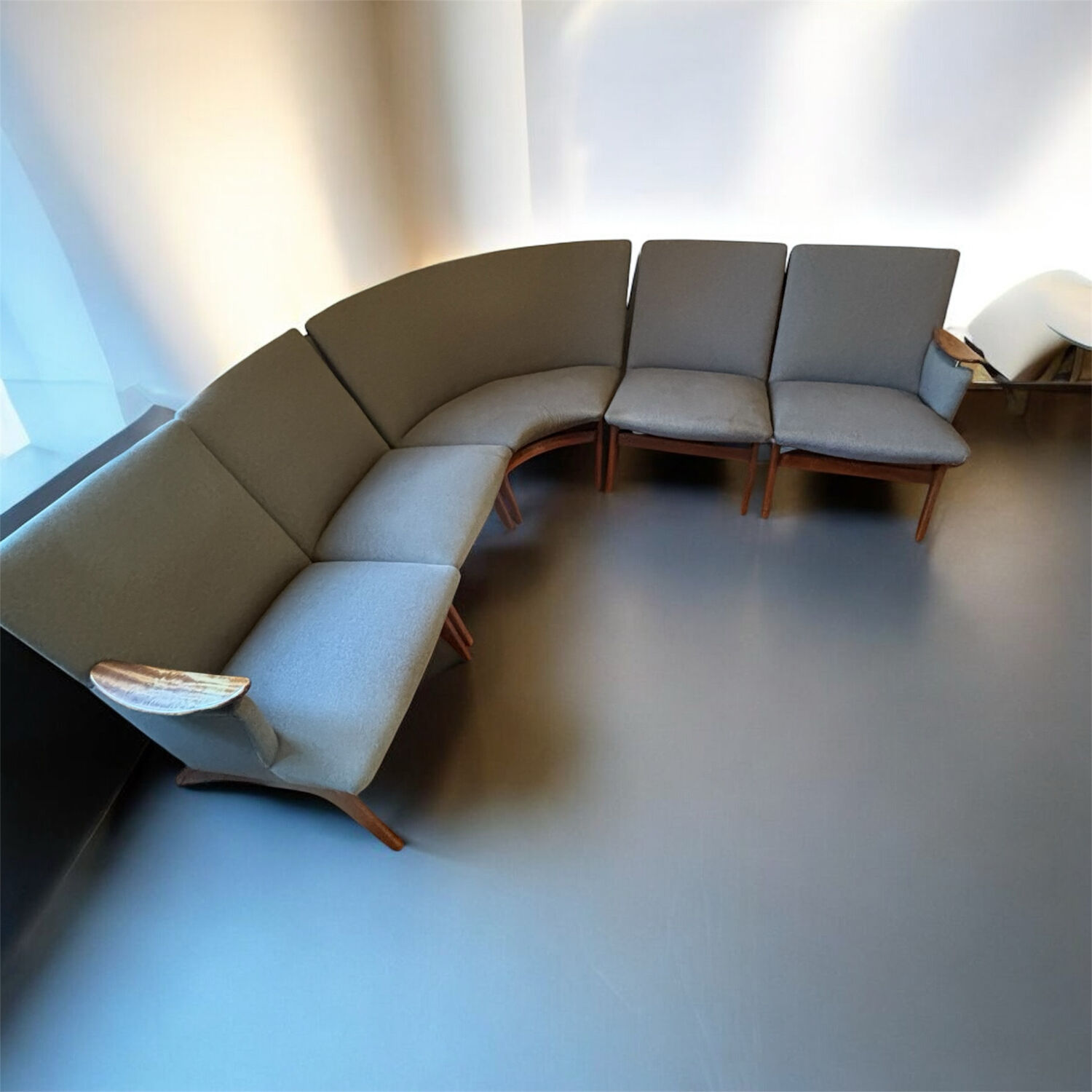 Vintage Scandinavian bench – Karl Sørlie & Sønner – restored, fabric