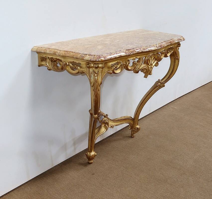 Wall Console in Golden Wood, Louis XV style – Mid 20th century