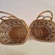 set of 2 vintage hanging rattan baskets