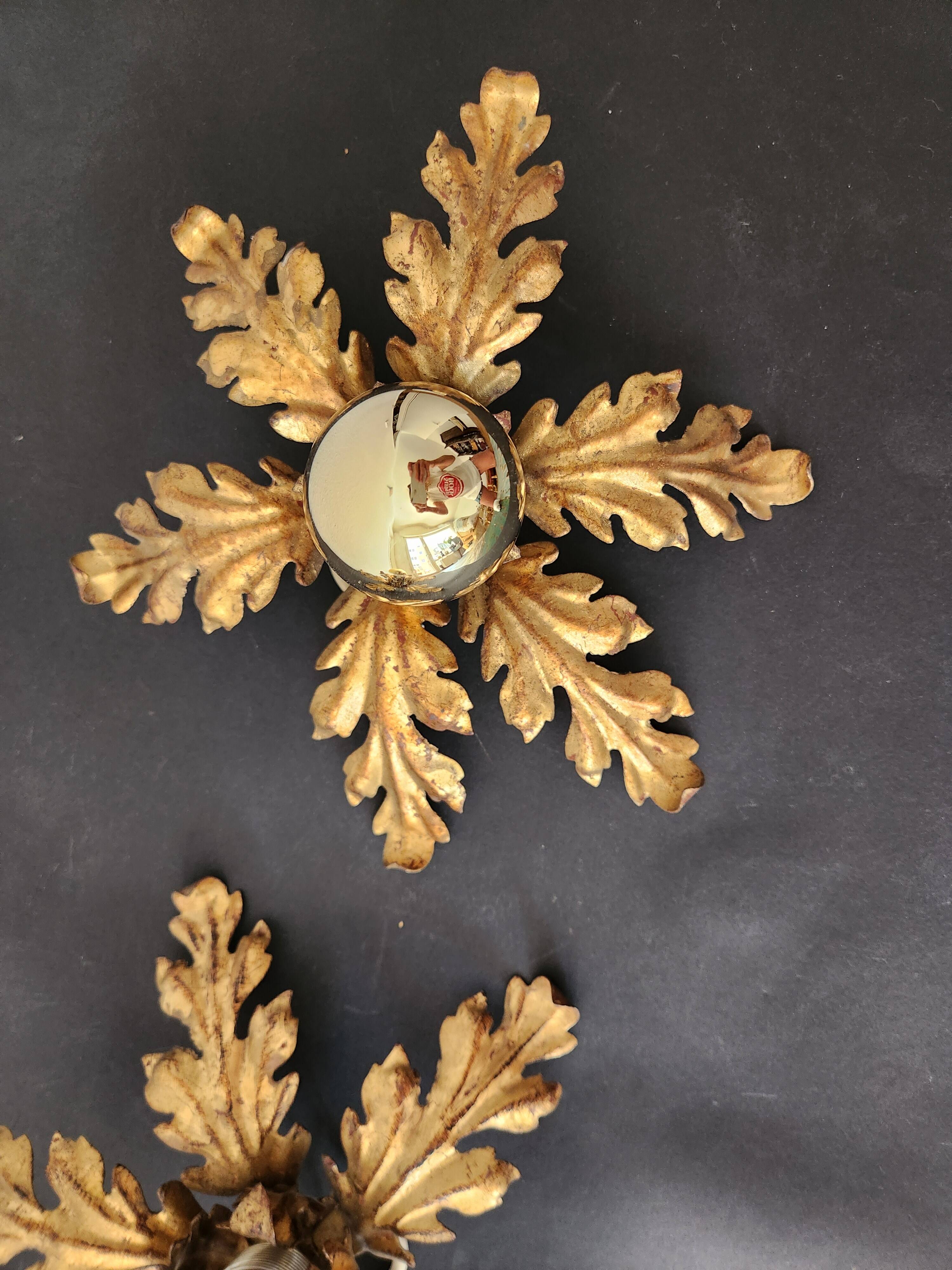 Gilded hand-forged Florentine wall lamp Hans Kögl style, Italy